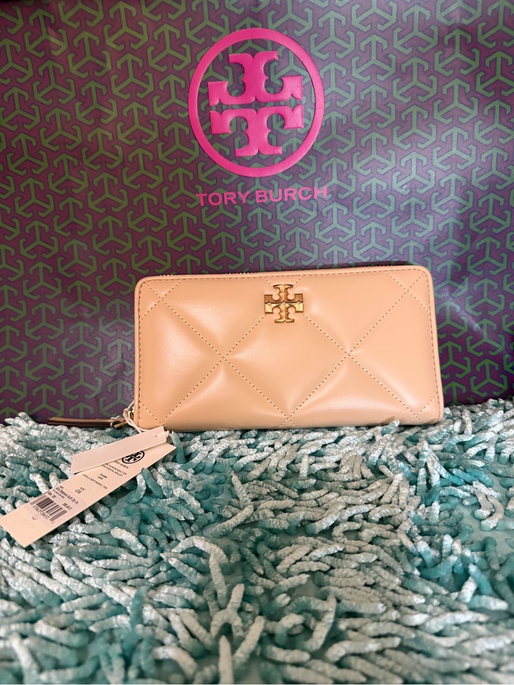 Authentic Brand New Tory Burch Kira Diamond Quilt Zip Continental Wallet